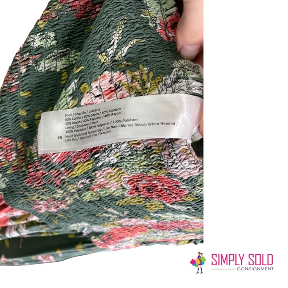 BOG Collective Women's Smocked Jumpsuit Green Floral Boho Wide Leg Cotton Size L - Picture 10 of 10